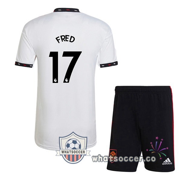 Manchester United (FRED 17) Kids Away Soccer Jerseys White 2022-2023