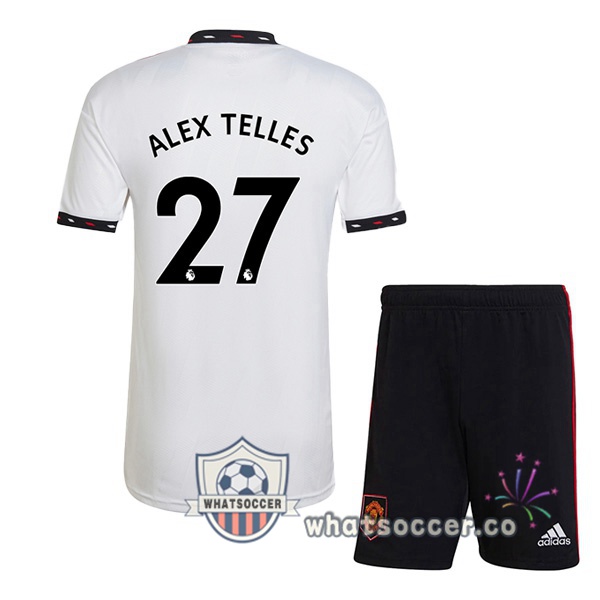 Manchester United (ALEX TELLES 27) Kids Away Soccer Jerseys White 2022-2023