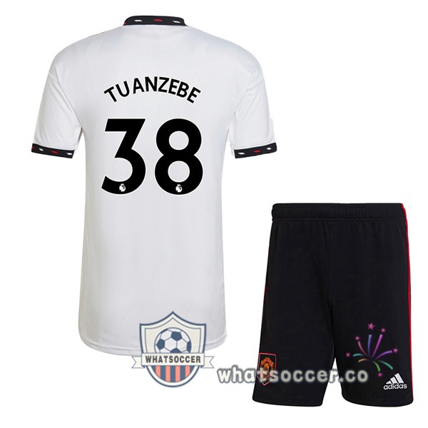 Manchester United (TUANZEBE 38) Kids Away Soccer Jerseys White 2022-2023