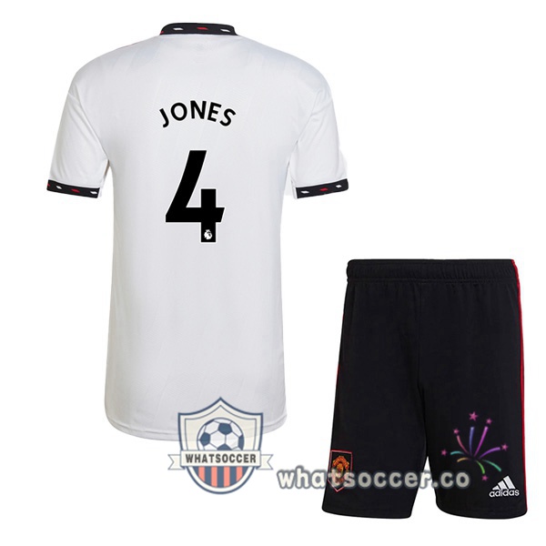 Manchester United (JONES 4) Kids Away Soccer Jerseys White 2022-2023