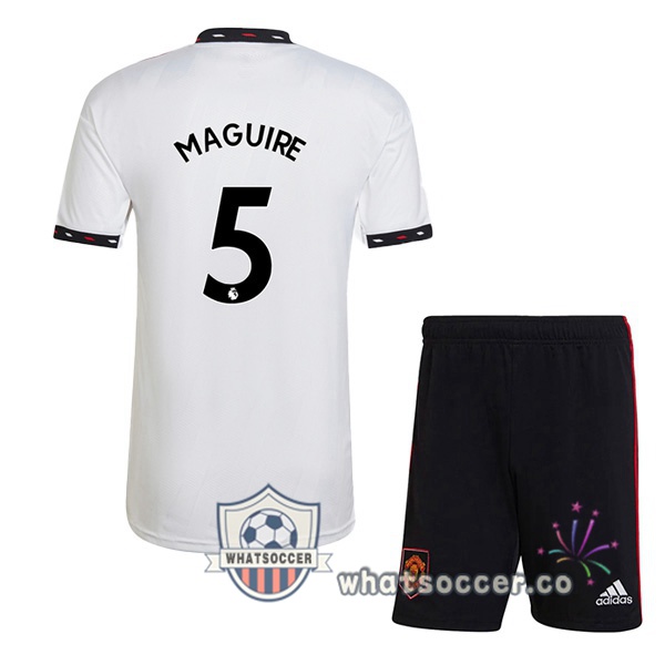 Manchester United (MAGUIRE 5) Kids Away Soccer Jerseys White 2022-2023