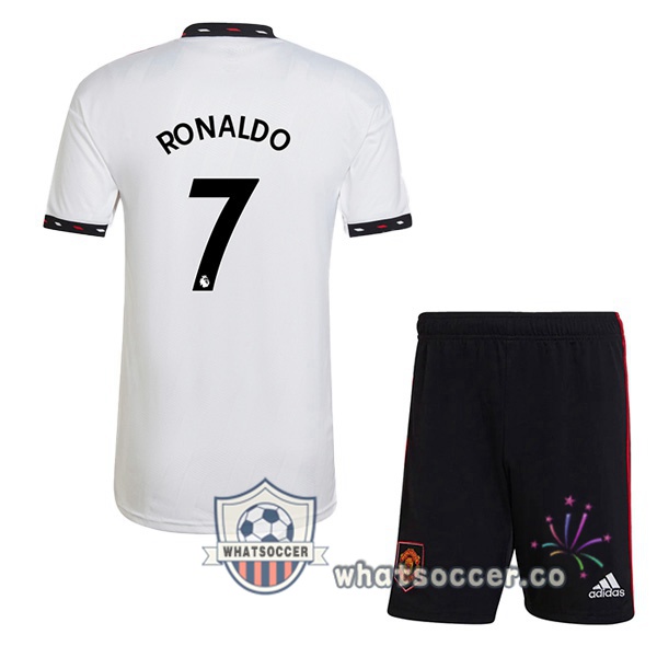 Manchester United (RONALDO 7) Kids Away Soccer Jerseys White 2022-2023