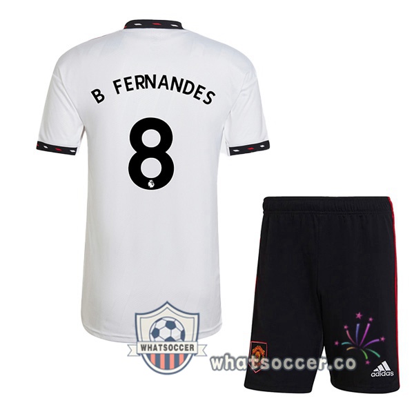 Manchester United (B. FERNANDES 8) Kids Away Soccer Jerseys White 2022-2023
