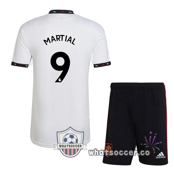 Manchester United (MARTIAL 9) Kids Away Soccer Jerseys White 2022-2023