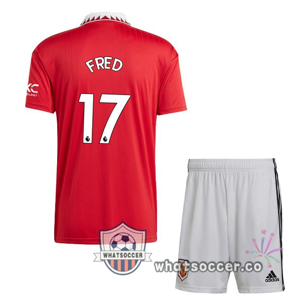 Manchester United (FRED 17) Kids Home Soccer Jerseys Red 2022-2023