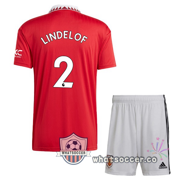 Manchester United (LINDELOF 2) Kids Home Soccer Jerseys Red 2022-2023