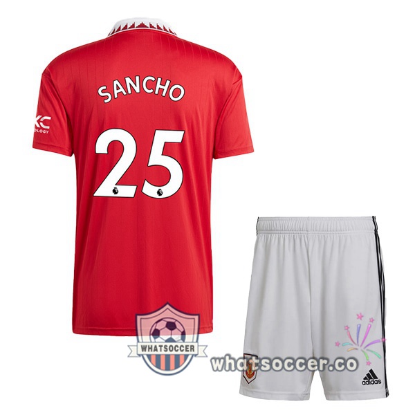 Manchester United (SANCHO 25) Kids Home Soccer Jerseys Red 2022-2023