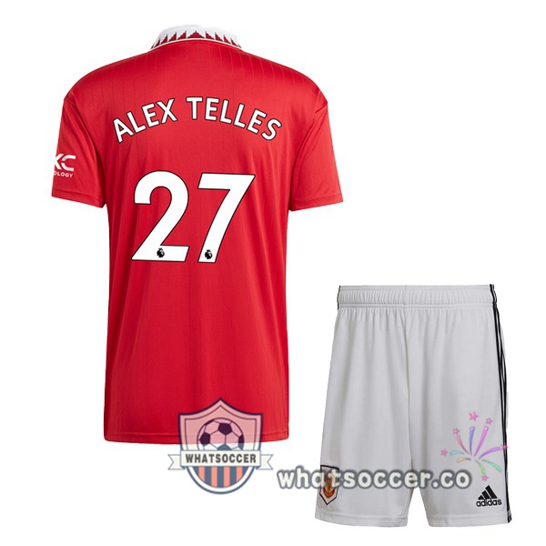 Manchester United (ALEX TELLES 27) Kids Home Soccer Jerseys Red 2022-2023