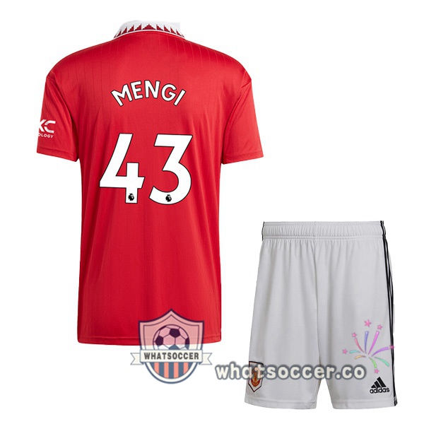 Manchester United (MENGI 43) Kids Home Soccer Jerseys Red 2022-2023