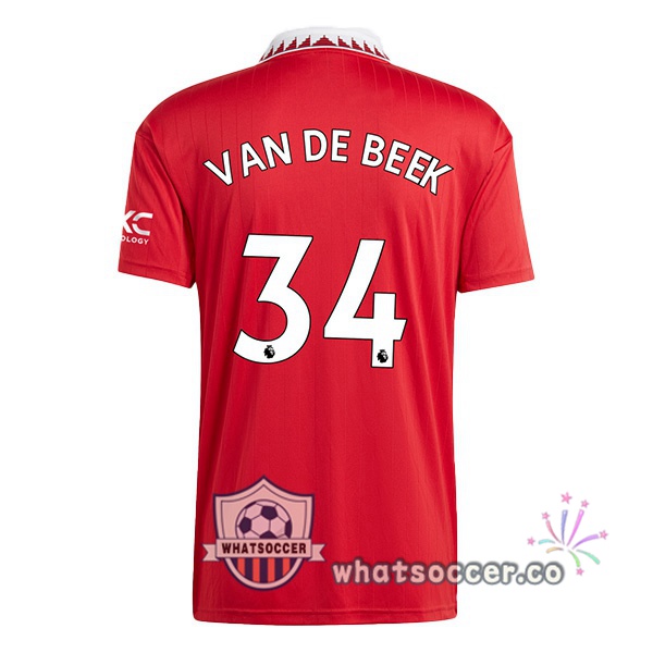 Manchester United (VAN DE BEEK 34) Home Soccer Jerseys Red 2022-2023