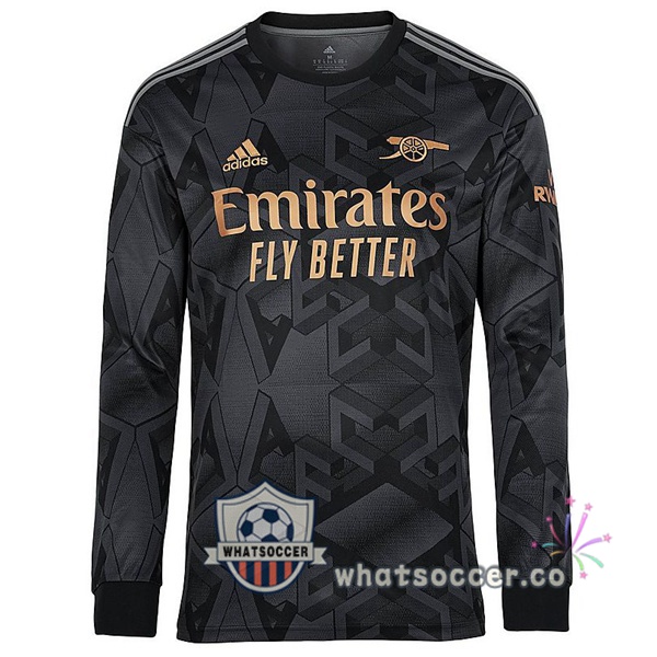 Arsenal Away Soccer Jerseys Long Sleeve Black 2022-2023