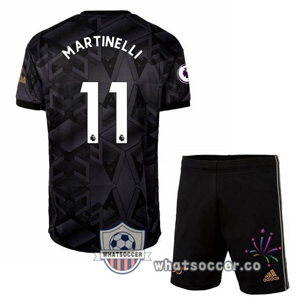 Arsenal (MARTINELLI 11) Kids Away Soccer Jerseys Black 2022-2023