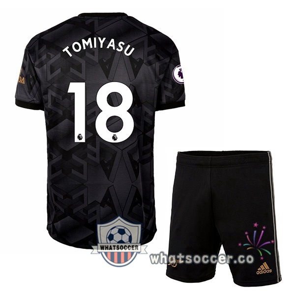 Arsenal (TOMIYASU 18) Kids Away Soccer Jerseys Black 2022-2023