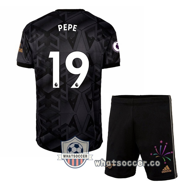 Arsenal (PEPE 19) Kids Away Soccer Jerseys Black 2022-2023