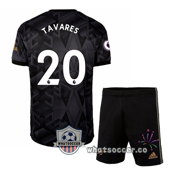 Arsenal (TAVARES 20) Kids Away Soccer Jerseys Black 2022-2023