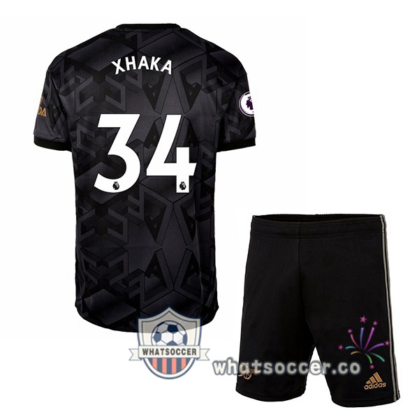 Arsenal (XHAKA 34) Kids Away Soccer Jerseys Black 2022-2023
