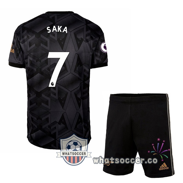 Arsenal (SAKA 7) Kids Away Soccer Jerseys Black 2022-2023