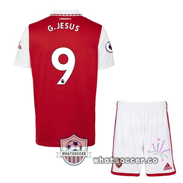 Arsenal (G.JESUS 9) Kids Home Soccer Jerseys Red White 2022-2023