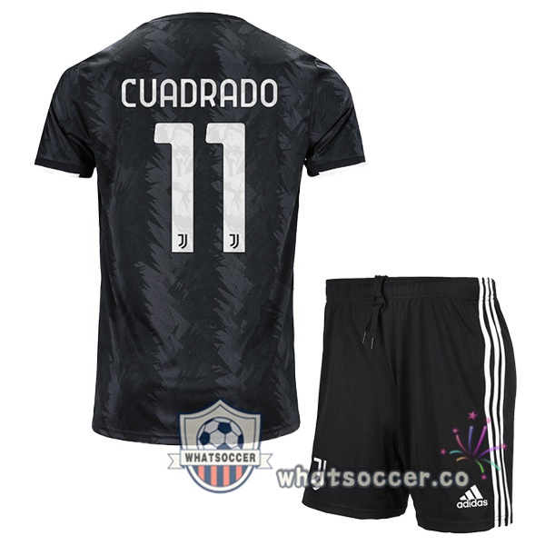 Juventus (CUADRADO 11) Kids Away Soccer Jerseys Black 2022-2023