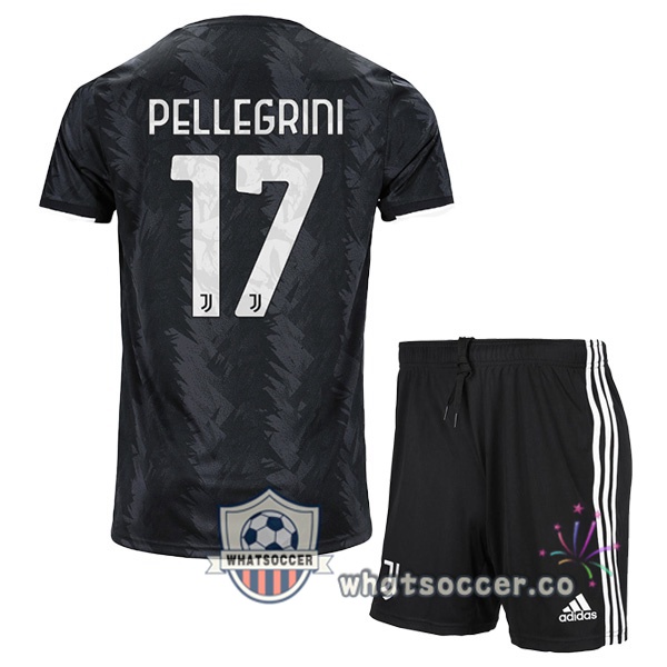 Juventus (PELLEGRINI 17) Kids Away Soccer Jerseys Black 2022-2023