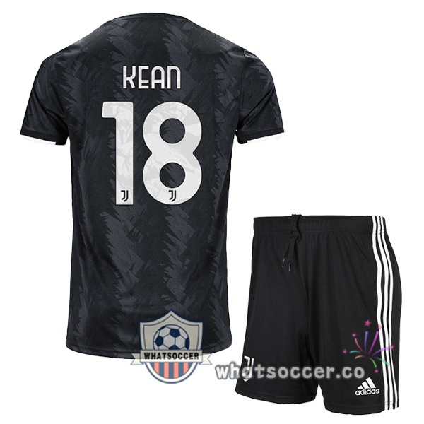Juventus (KEAN 18) Kids Away Soccer Jerseys Black 2022-2023