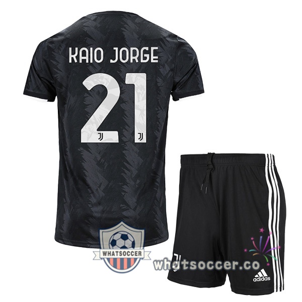 Juventus (KAIO JORGE 21) Kids Away Soccer Jerseys Black 2022-2023
