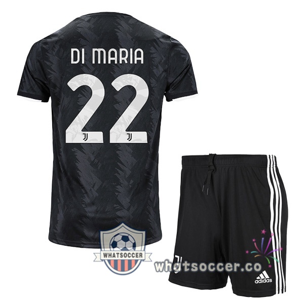 Juventus (DI MARIA 22) Kids Away Soccer Jerseys Black 2022-2023