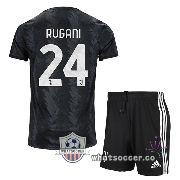Juventus (RUGANI 24) Kids Away Soccer Jerseys Black 2022-2023