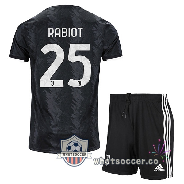 Juventus (RABIOT 25) Kids Away Soccer Jerseys Black 2022-2023
