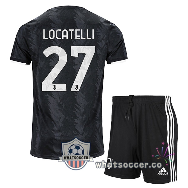 Juventus (LOCATELLI 27) Kids Away Soccer Jerseys Black 2022-2023