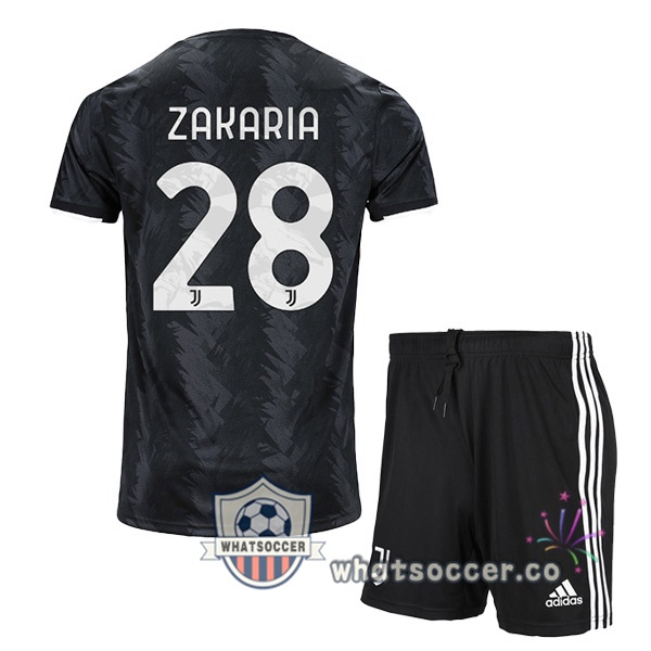 Juventus (ZAKARIA 28) Kids Away Soccer Jerseys Black 2022-2023
