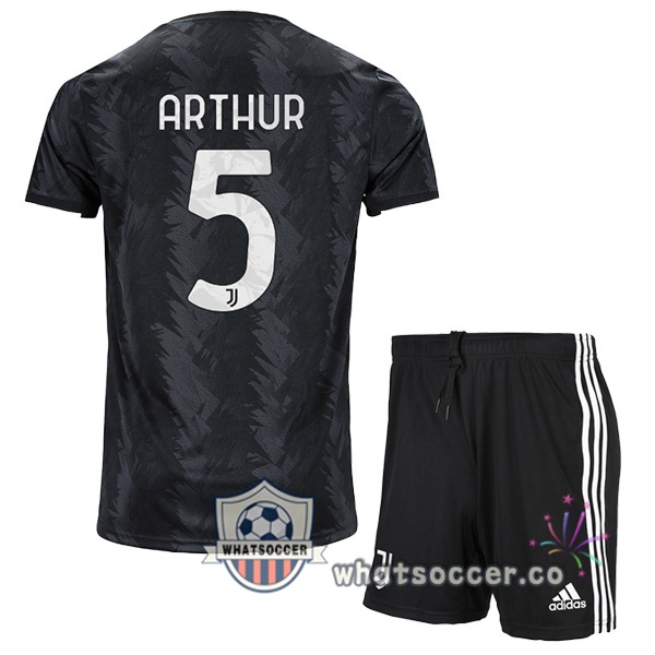 Juventus (ARTHUR 5) Kids Away Soccer Jerseys Black 2022-2023