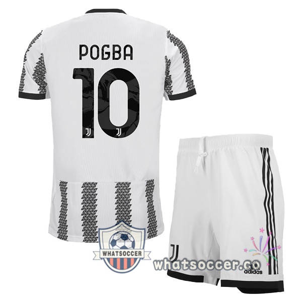 Juventus (POGBA 10) Kids Home Soccer Jerseys White Black 2022-2023