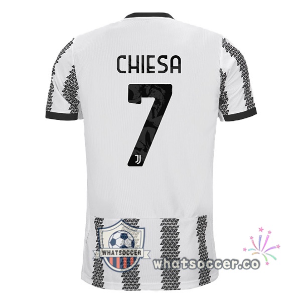 Juventus (CHIESA 7) Home Soccer Jerseys White Black 2022-2023