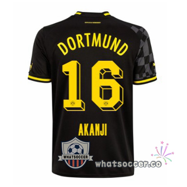 Dortmund BVB (Akanji 16) Away Soccer Jerseys Black 2022-2023