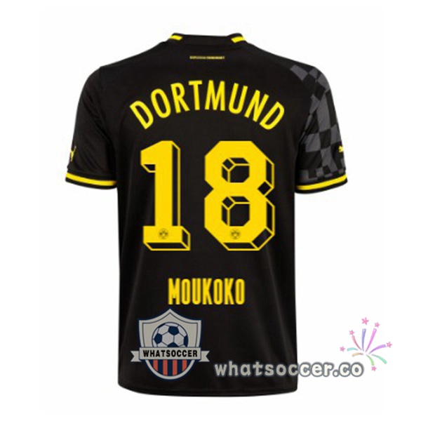 Dortmund BVB (Moukoko 18) Away Soccer Jerseys Black 2022-2023