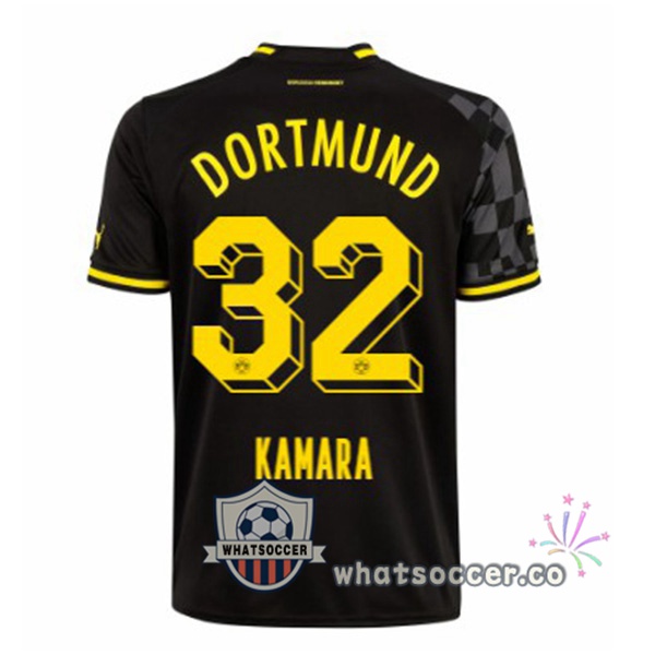 Dortmund BVB (Kamara 32) Away Soccer Jerseys Black 2022-2023