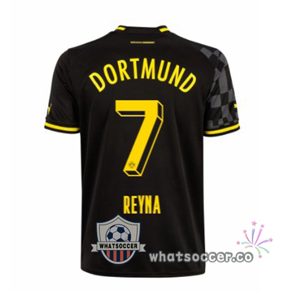 Dortmund BVB (Reyna 7) Away Soccer Jerseys Black 2022-2023
