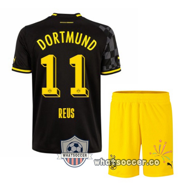 Dortmund BVB (Reus 11) Kids Away Soccer Jerseys Black 2022-2023