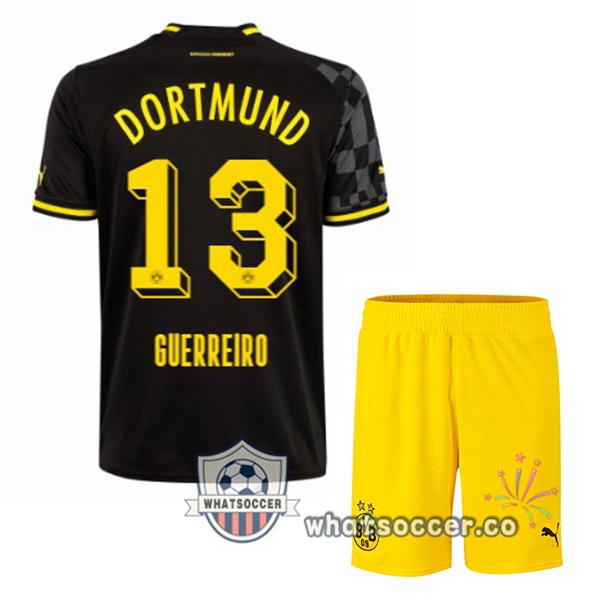 Dortmund BVB (Guerreiro 13) Kids Away Soccer Jerseys Black 2022-2023