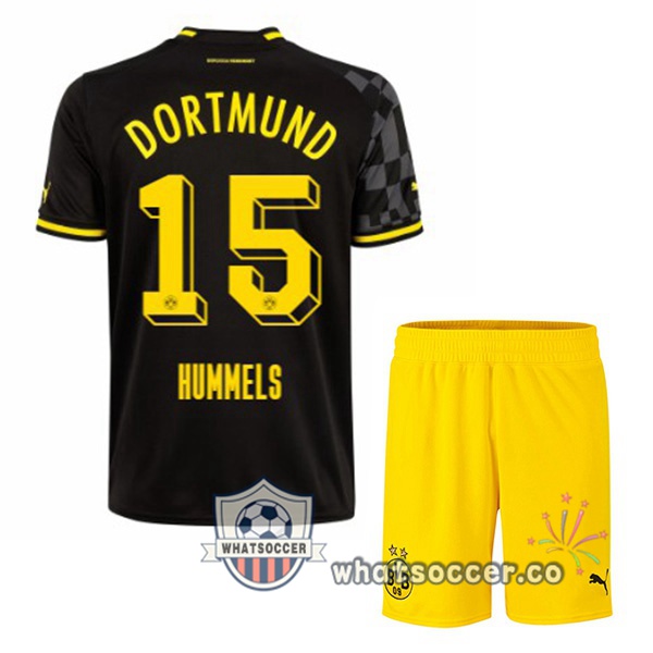 Dortmund BVB (Hummels 15) Kids Away Soccer Jerseys Black 2022-2023