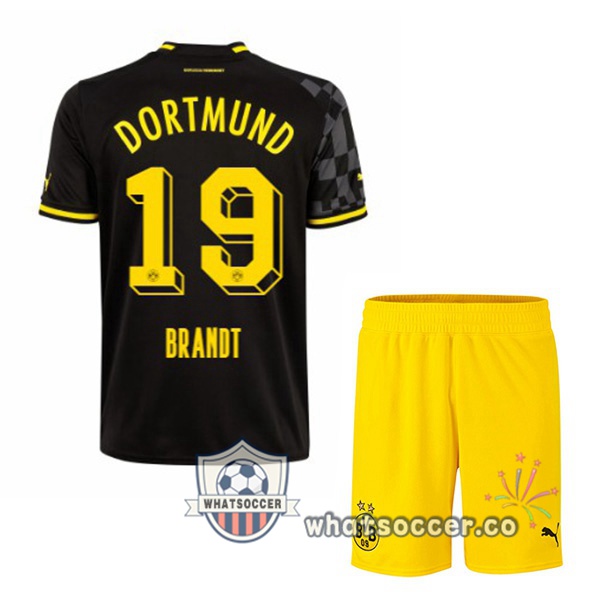 Dortmund BVB (Brandt 19) Kids Away Soccer Jerseys Black 2022-2023