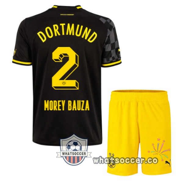 Dortmund BVB (Morey Bauza 2) Kids Away Soccer Jerseys Black 2022-2023