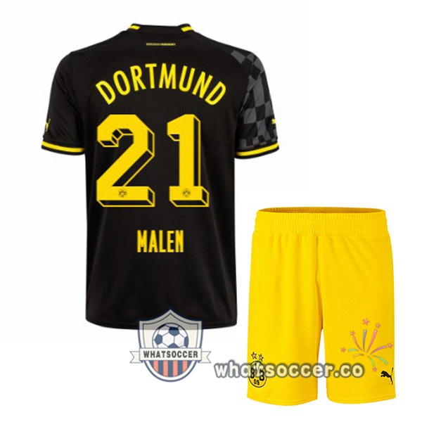Dortmund BVB (Malen 21) Kids Away Soccer Jerseys Black 2022-2023