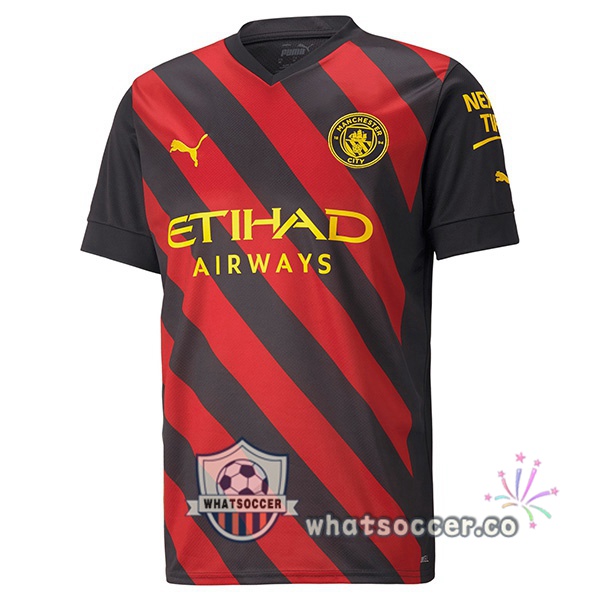 Manchester City Away Soccer Jerseys Red Black 2022-2023