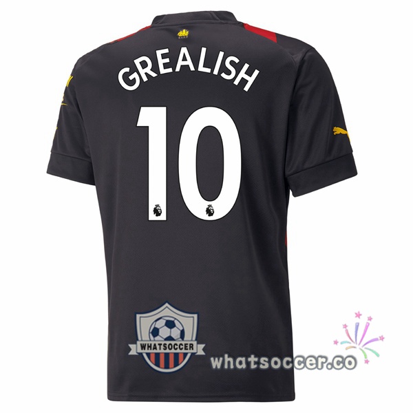 Manchester City (Jack Grealish 10) Away Soccer Jerseys Red Black 2022-2023