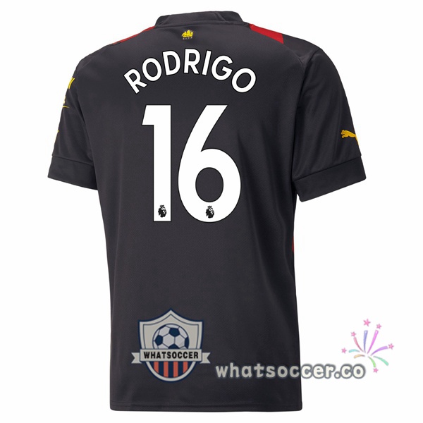Manchester City (Rodrigo 16) Away Soccer Jerseys Red Black 2022-2023