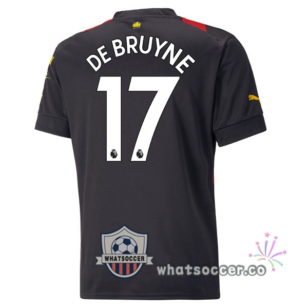 Manchester City (Kevin De Bruyne 17) Away Soccer Jerseys Red Black 2022-2023