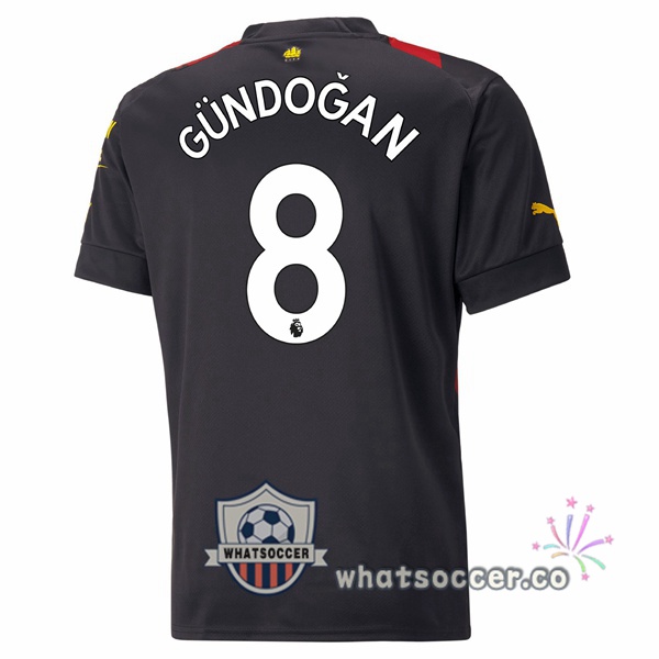 Manchester City (Ilkay Gündogan 8) Away Soccer Jerseys Red Black 2022-2023