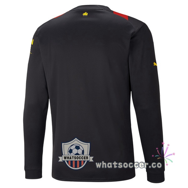 Manchester City Away Soccer Jerseys Long Sleeve Red Black 2022-2023